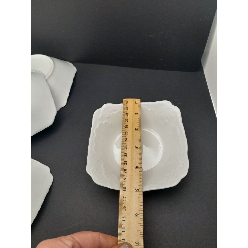 VTG C Mielow Poland Embossed Bowls White Porcelain Small Fruit Dipping Set of 4 - Picture 5 of 7